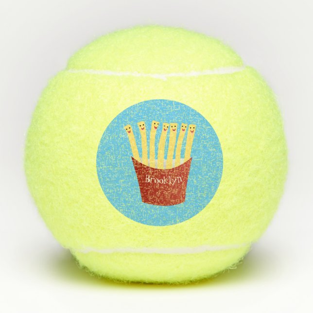 Cute kawaii fries fast food cartoon illustration tennis balls (Front)