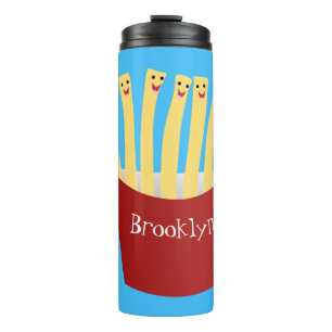 Cute kawaii fries fast food cartoon illustration thermal tumbler