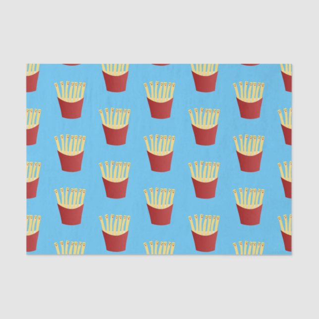 Cute kawaii fries fast food cartoon illustration tissue paper (Front)