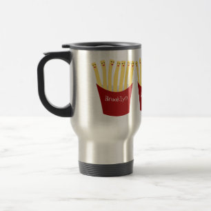 Cute kawaii fries fast food cartoon illustration travel mug