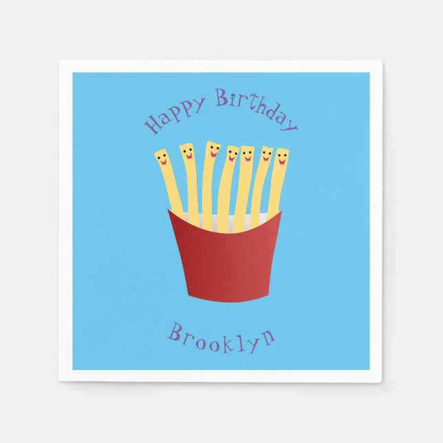 Cute kawaii fries fast food cartoon napkin (Front)