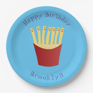 Cute kawaii fries fast food cartoon paper plate