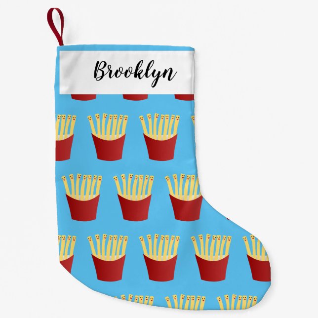 Cute kawaii fries fast food cartoon small christmas stocking (Front)