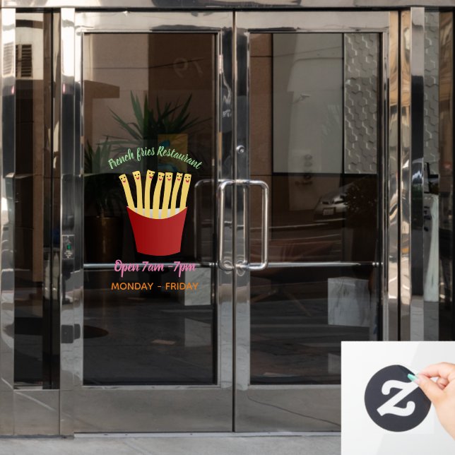 Cute kawaii fries fast food cartoon window cling (Office Door)