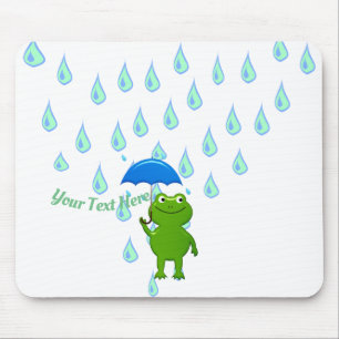 Cute Kawaii Frog and Rain Mouse Mat