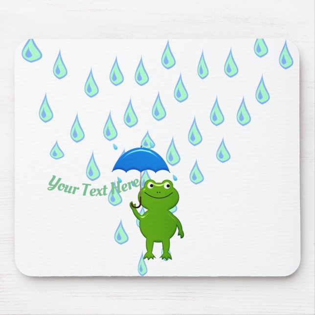 Cute Kawaii Frog and Rain Mouse Mat (Front)