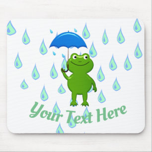 Cute Kawaii Frog and Rain Mouse Mat