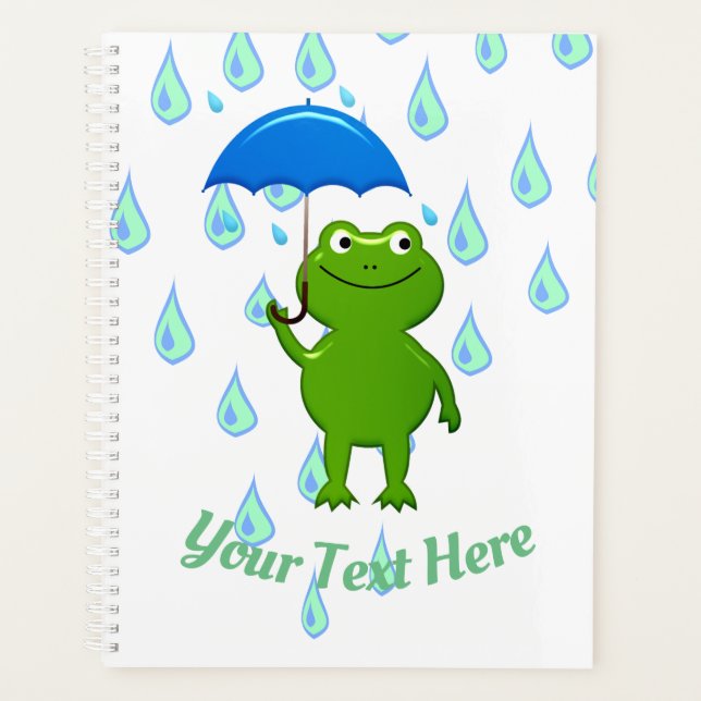 Cute Kawaii Frog and Rain Planner (Front)