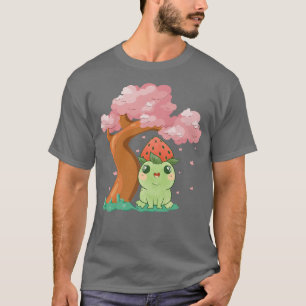 Cute kawaii frog and Sakura Cherry Blossom tree Ja T-Shirt