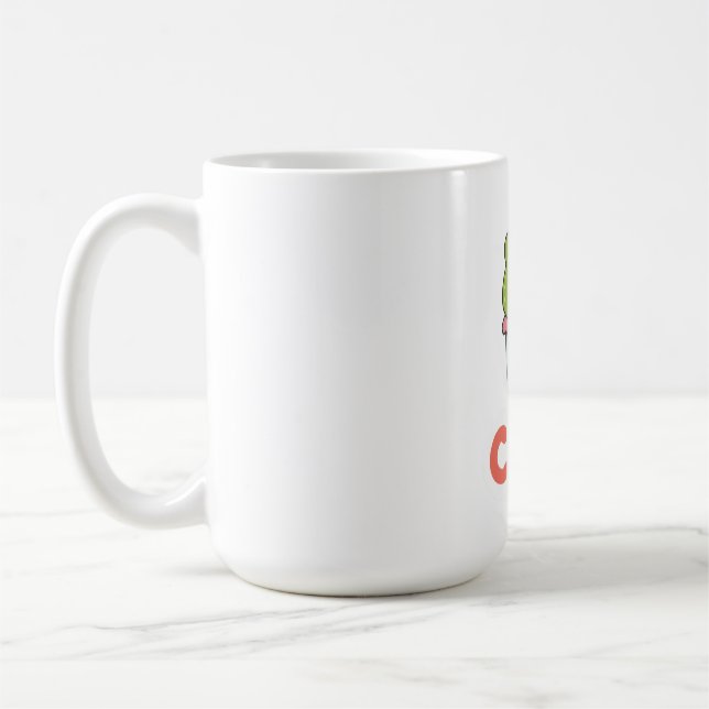 Cute Kawaii Frog Bubble Tea Cool Typography Vector Coffee Mug (Left)