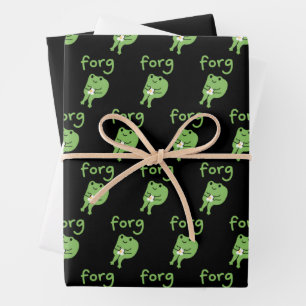 Cute Kawaii Frog Cake Meme Cute Aesthetic Forg  Wrapping Paper Sheet