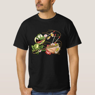 Cute Kawaii Frog Eating In Ramen Bowl Japanese Foo T-Shirt