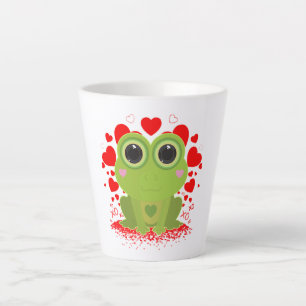 Cute Kawaii Frog Hearts XOXO Cosy Love Coffee Latte Mug