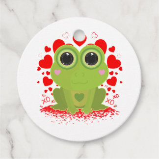 Cute Kawaii Frog Hearts XOXO Valentine Favour Tags
