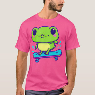 Cute Kawaii Frog On Skateboard T-Shirt