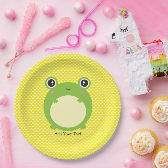 Cute Kawaii Frog Personalised  Paper Plate (Party)