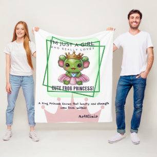 Cute Kawaii frog Princess Print Fleece Blanket