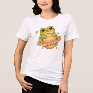 Cute Kawaii Frog Saturn Space illustration Tri-Blend Shirt