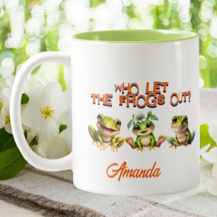 Cute Kawaii Frog Who Let The Frogs Out  Two-Tone Coffee Mug