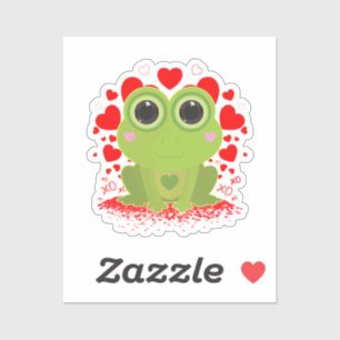 Cute Kawaii Frog With Hearts XOXO Love Animal Art