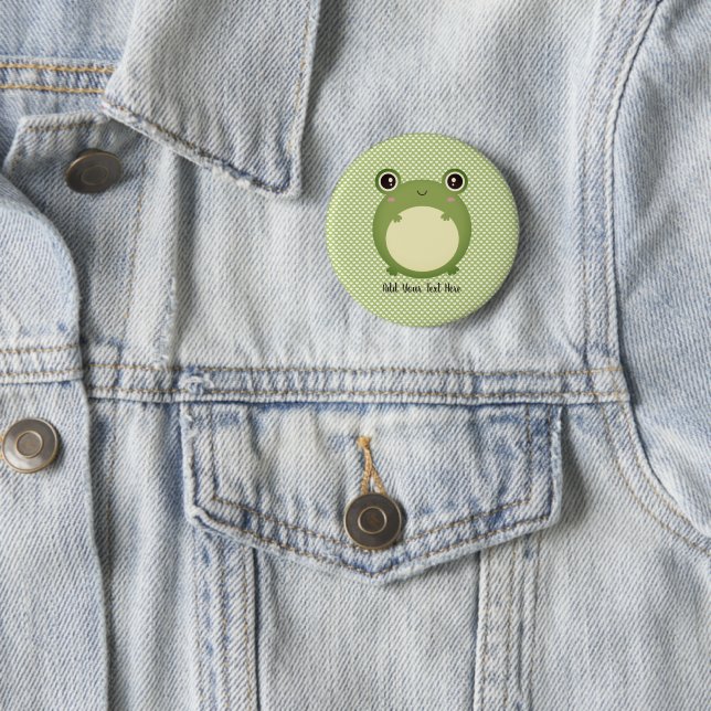 Cute Kawaii Frog with Personalised Text  6 Cm Round Badge (In Situ)