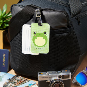 Cute Kawaii Frog with Personalised Text and Photo Luggage Tag