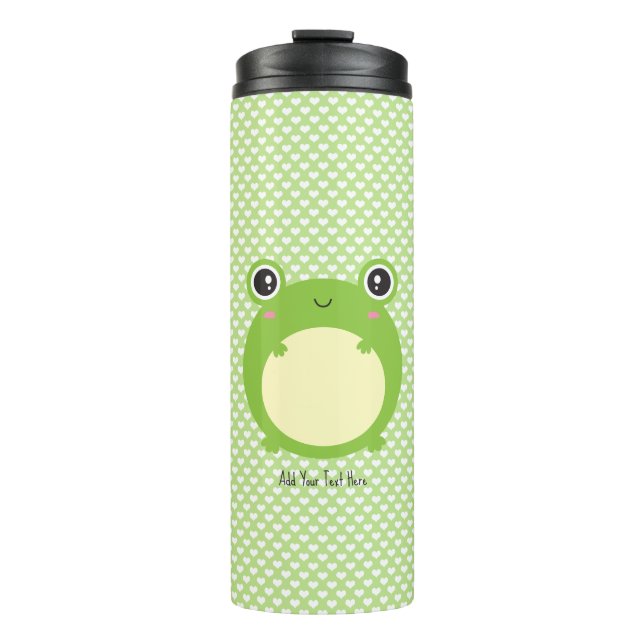 Cute Kawaii Frog with Personalised Text and Photo Thermal Tumbler (Front)