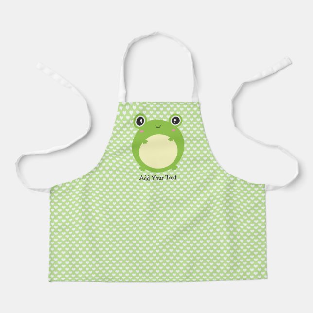 Cute Kawaii Frog with Personalised Text  Apron (Front)