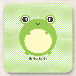 Cute Kawaii Frog with Personalised Text  Coaster