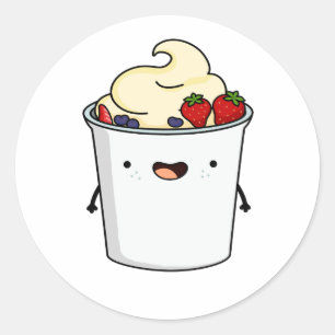 Cute Kawaii Fruit Yogurt Classic Round Sticker