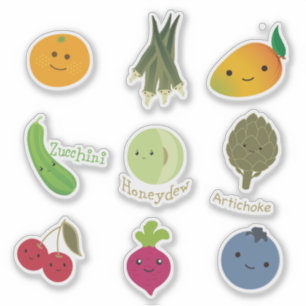 Cute Kawaii  Frutis and Vegetables Sticker Set