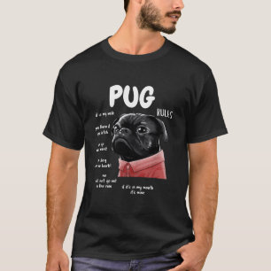 Cute Kawaii Funny Black Pug Dog Rules Gifts Men Wo T-Shirt