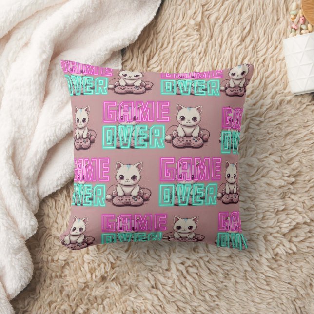 Cute Kawaii Gamer Cat Cushion (Blanket)