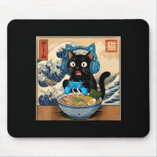 Cute Kawaii Gamer Cat Funny Ramen Japanese Cat Gam Mouse Mat