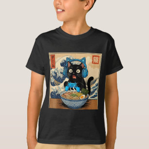 Cute Kawaii Gamer Cat Funny Ramen Japanese Cat Gam T-Shirt