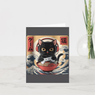 Cute Kawaii Gamer Cat Funny Ramen Retro Japanese C Card