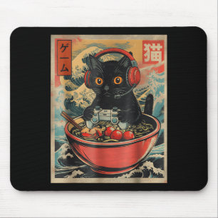 Cute Kawaii Gamer Cat Funny Ramen Retro Japanese C Mouse Mat