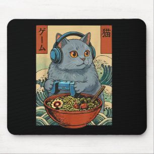 Cute Kawaii Gamer Cat Funny Ramen Retro Japanese C Mouse Mat