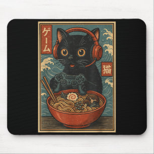 Cute Kawaii Gamer Cat Funny Ramen Retro Japanese C Mouse Mat