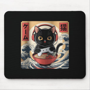 Cute Kawaii Gamer Cat Funny Ramen Retro Japanese C Mouse Mat