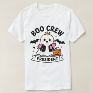 Cute Kawaii Ghost Boo Crew President Halloween T-Shirt