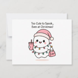 Cute Kawaii Ghost Christmas Postcard