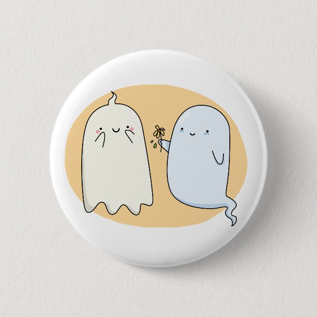 Cute Kawaii Ghost Couple 6 Cm Round Badge (Front)