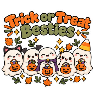 Cute Kawaii Ghost Friends Trick Or Treat Candy Sweatshirt