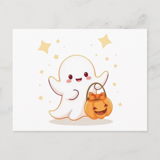 Cute Kawaii Ghost Halloween Design |  Postcard (Front)