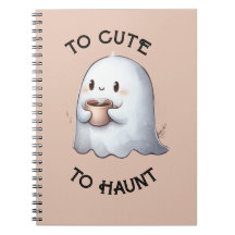 Cute Kawaii Ghost Holding Coffee Watercolor 