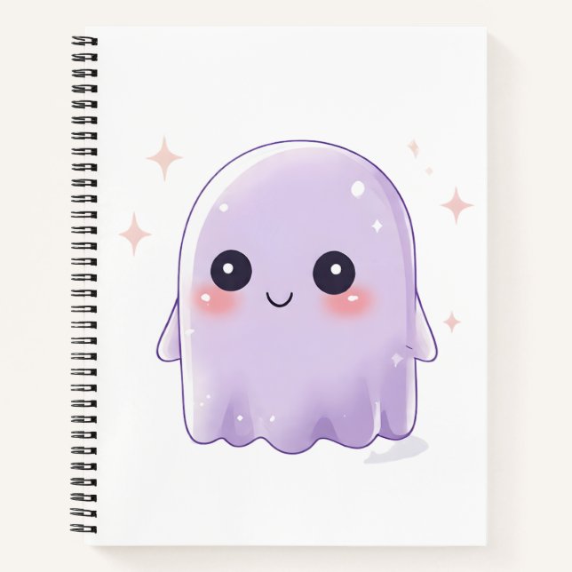 Cute Kawaii Ghost Notebook | Aesthetic Halloween  (Front)