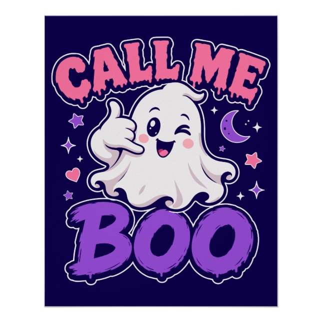 Cute Kawaii Ghost Poster (Front)