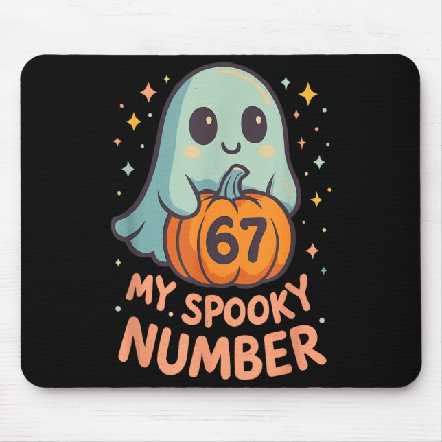 Cute kawaii ghost pumpkin 67 meme funny math mouse mat (Front)