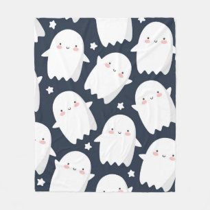 Cute Kawaii Ghost Seamless Pattern Adorable Hall Fleece Blanket